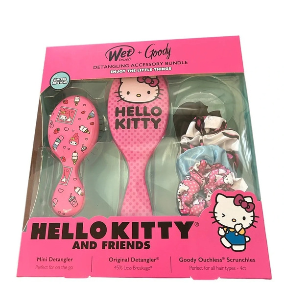 New HELLO KITTY Wet Hair Brush Detangling Accesory Bundle LIMITED EDITIO… - Picture 1 of 4